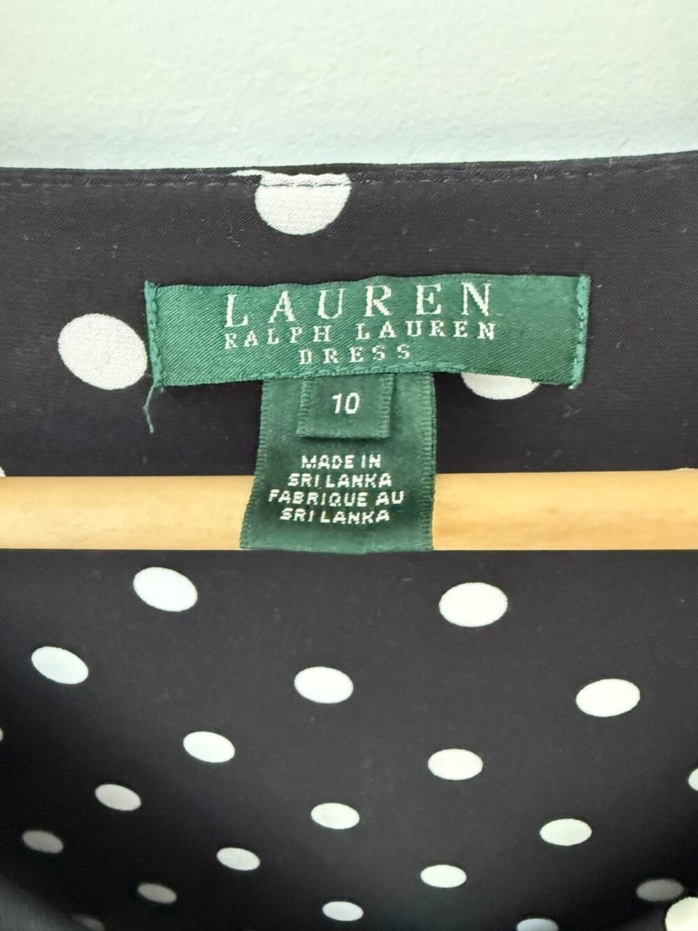 LAUREN RALPH LAUREN Polka Dot Jersey Fit & Flare Dress - Size 10 - Picture 3 of 4